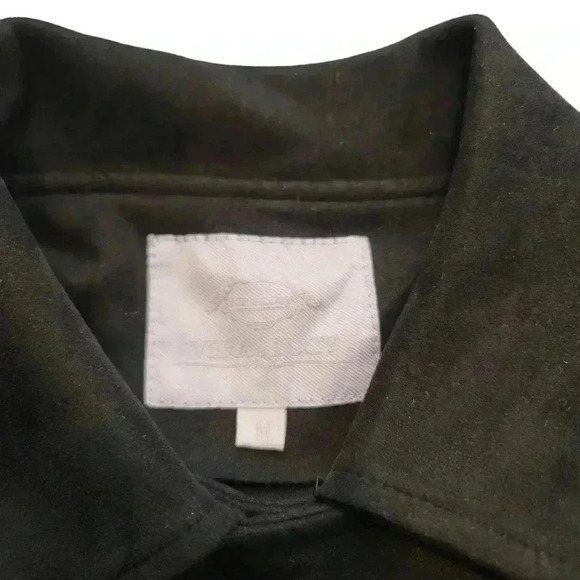 Vera & Lucy Tassel Faux Suede Black Moto Wing Collar Jacket Coat  Size M - Picture 8 of 13